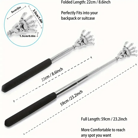 Compact Telescopic Back Massager – Portable Extendable Stainless Steel, Ideal Birthday Gift & Christmas Stocking Stuffer for Sen